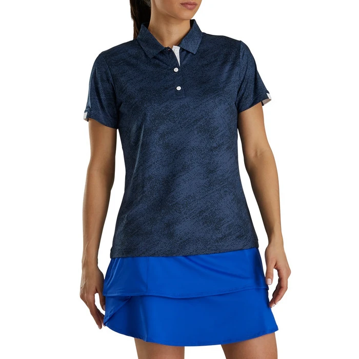 FootJoy Tonal Print Short Sleeve Golf Polo 2021 Women 2 FootJoy Tonal Print Short Sleeve Golf Polo 2021 Women - Image 2