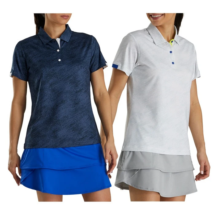 FootJoy Tonal Print Short Sleeve Golf Polo 2021 Women 1 FootJoy Tonal Print Short Sleeve Golf Polo 2021 Women