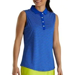 FootJoy Sleeveless Pinstripe Shirt Golf Polo 2021 Women -Golf Clubs SHOP ann2056 cobalt 1 17276.1627459575