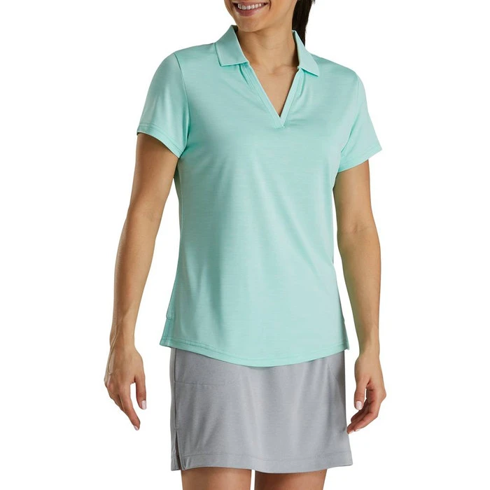 FootJoy Open Placket Spacedye Short Sleeve Golf Polo 2021 Women 1 FootJoy Open Placket Spacedye Short Sleeve Golf Polo 2021 Women