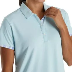 FootJoy Shortsleeve Watercolor Trim Golf Polo 2022 Women -Golf Clubs SHOP ann2793 sky 4 80051.1646793478