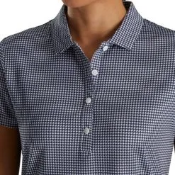 FootJoy Shortsleeve Essential Golf Polo 2022 Women -Golf Clubs SHOP ann3187 navy houndstooth 3 55294.1660095140