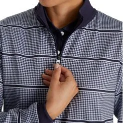 FootJoy Half Zip Houndstooth Print Midlayer Golf Pullover 2022 Women -Golf Clubs SHOP ann3223 navy 4 38704.1662535292